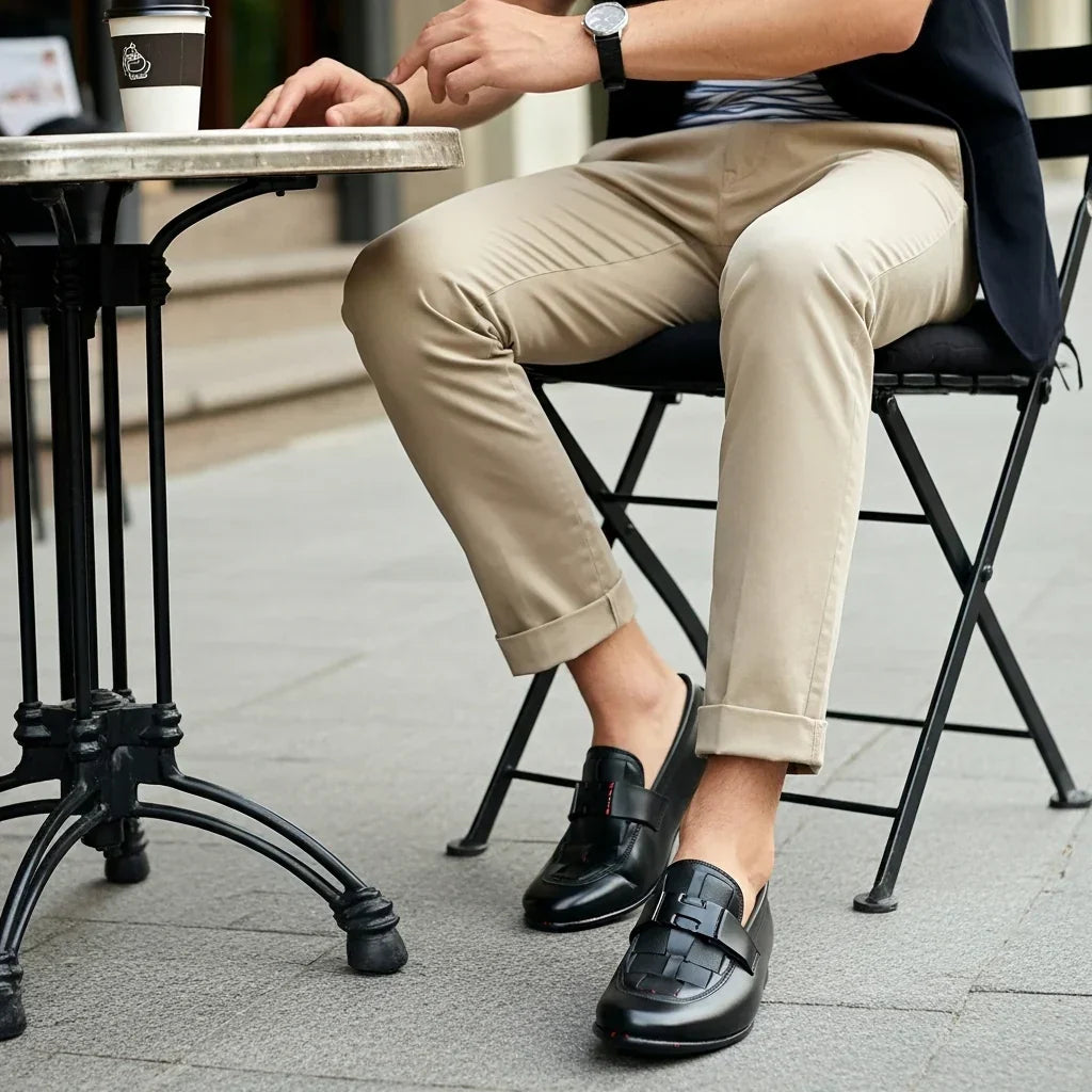 Premium H Buckle Black Formal Loafer